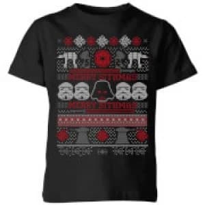 Image of Star Wars Merry Sithmas Knit Kids Christmas T-Shirt - Black - 11-12 Years