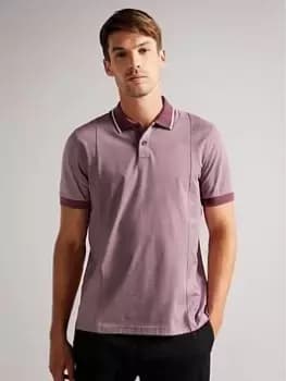 Image of Ted Baker Striped Panel Polo Shirt, Red, Size 5, Men