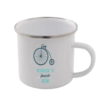 Image of Rider's Favourite Brew Enamel Mug - White
