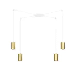 Image of Traker White/Gold Cluster Pendant Ceiling Light 4x GU10