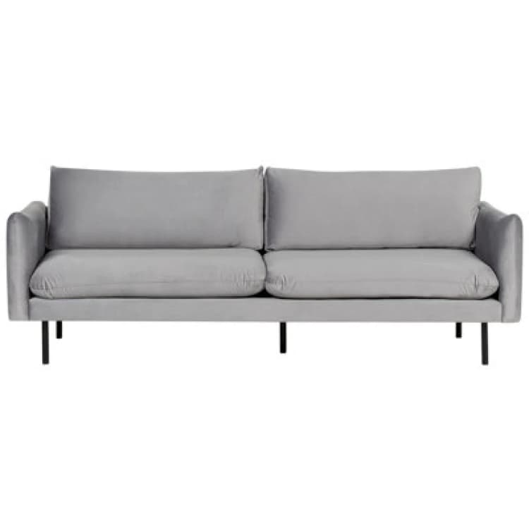 Image of Beliani Sofa 3 Seater Vinterbro Velvet Grey