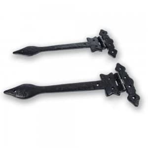 Image of LocksOnline Black Antique Leaf Point Decorative Door Hinge