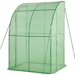 Image of Outsunny Outdoor Walk-In Tunnel Gardening Greenhouse with Zippered Doorss Strong Reinforced PE COVER 143 x 118 x 212cm Green