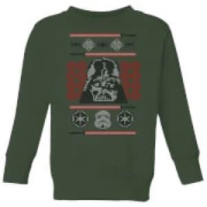 Image of Star Wars Darth Vader Face Knit Kids Christmas Sweatshirt - Forest Green - 7-8 Years