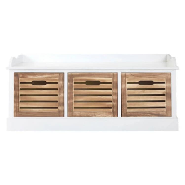 Image of Premier Housewares Natural and White 3 Drawer Chest, Contemporary Drawer Chest, Modern Drawers Unit, Delivered Fully Assembled Natural