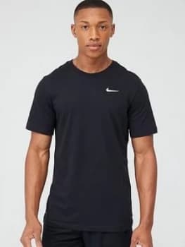 Image of Nike Solid Crew Neck Training T-Shirt - Black