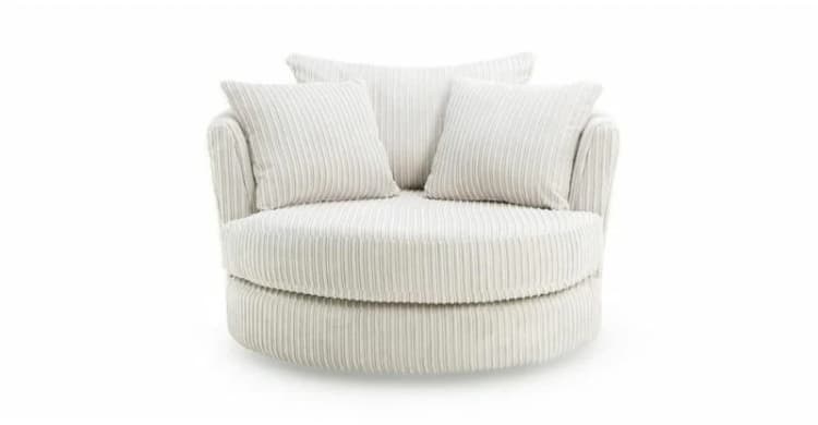 Image of LUXURY LIFE Collingdale Dylan Jumbo Cord Fabric Swivel Chair Cream