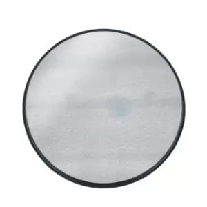 Image of Pacific Matt Black Wood Veneer Round Mirror w/Foxed Glass