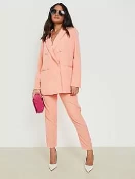 Image of Boohoo Tailored Ankle Grazer Trousers - Coral, Orange, Size 8, Women