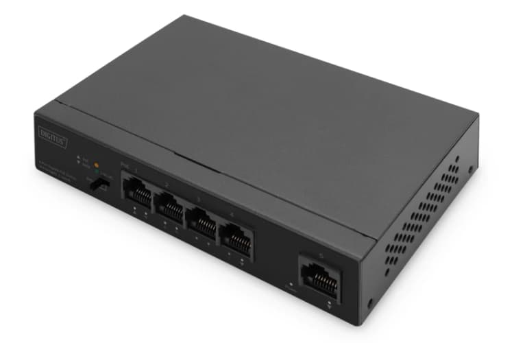 Image of Digitus 4- Port Gigabit PoE Netzwerkswitch. Desktop. unmanaged. 1 Upli