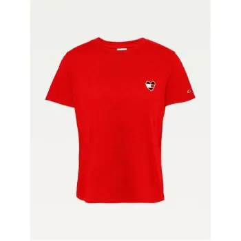 Image of Tommy Jeans Regular Heart T Shirt - DEEP CRMSN XNL