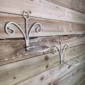 Image of Pack of two Tom Chambers Handcrafted Sorrento Cream Metal Steel Garden Patio Herb Plant Flower Pot Wall Mount Holder
