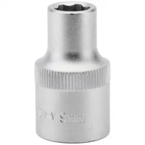 Image of Draper Expert 9mm 1/2" Square Drive Hi-Torq® Satin Chrome 6 Point Socket