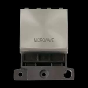 Image of Click Scolmore MiniGrid 20A Double-Pole Ingot Microwave Switch Satin Chrome - MD022SC-MW