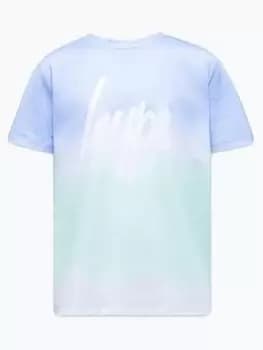 Image of Hype Girls Ombre Mint Blue Blur Script T-Shirt, Blue, Size Age: 13 Years, Women