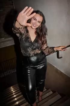 Image of Printed Sequin Bodysuit