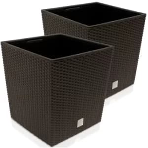 Image of Planter Rato Low 2Pcs Brown 39x39x40.5cm