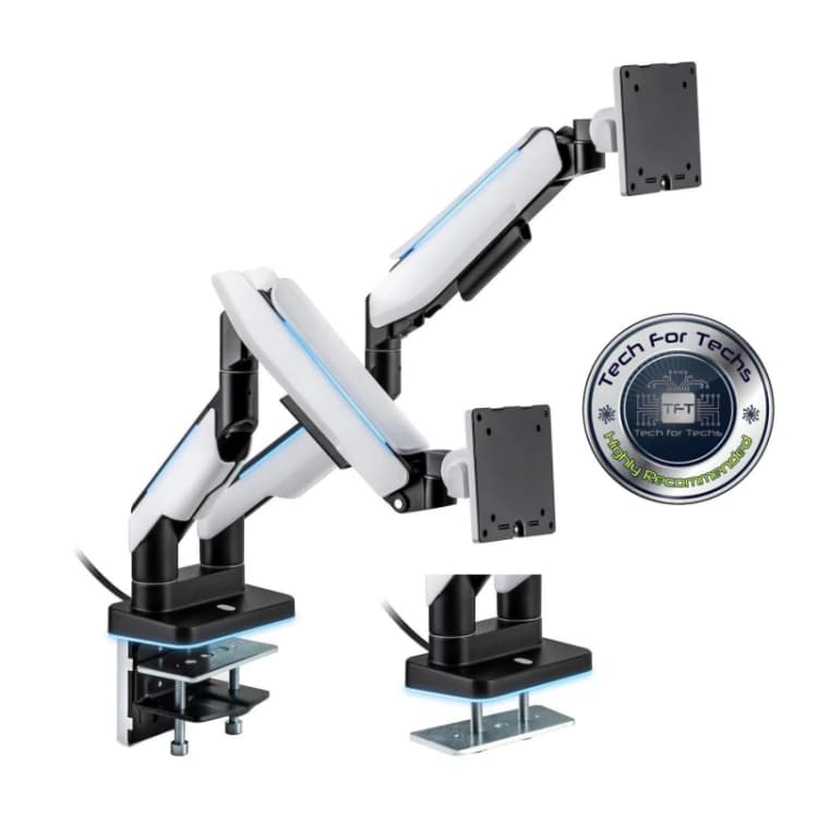 Image of electriQ Premium Gaming Dual Monitor Arms with RGB