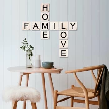 Image of Scrabble Set - 4 Black White Decorative Wooden Wall Accessory