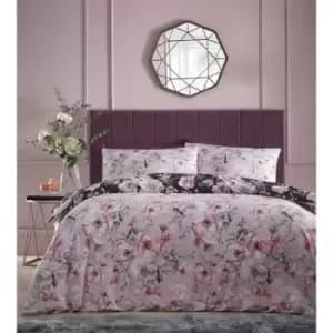 Image of Eden Floral Duvet Cover Set Lilac Pink Kingsize Bedding Set - Pink - Portfolio Home