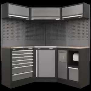 Image of Sealey Superline Pro MSS Stainless Steel Worktop Corner Storage Combo 1570mm 1570mm 2000mm