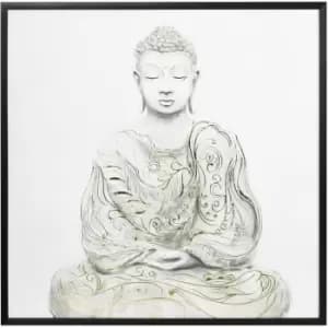 Image of Gold Textured Canvas Wall Art Buddha for Living Room Bedroom, 83x83cm - Multi-Coloured - Homcom