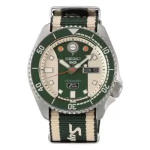 Image of Seiko 5 Sports Honda 'Super Cub' Automatic Multicoloured Dial Multicoloured Fabric NATO Strap Mens Watch SRPJ49K1 (Release Date November 1st)