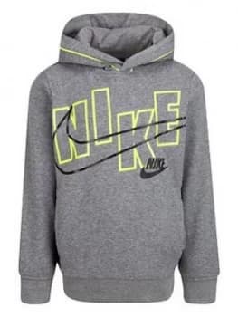 Image of Nike Younger Boys Logo Graphic Pullover Hoodie - Grey, Size 6-7 Years