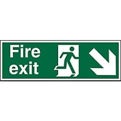 Image of Fire Exit Sign Down Right Arrow Acrylic 15 x 45 cm