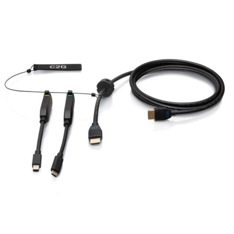 Image of C2G 6ft (1.8m) 4K HDMI Premium Cable and Dongle Adapter Ring with Col
