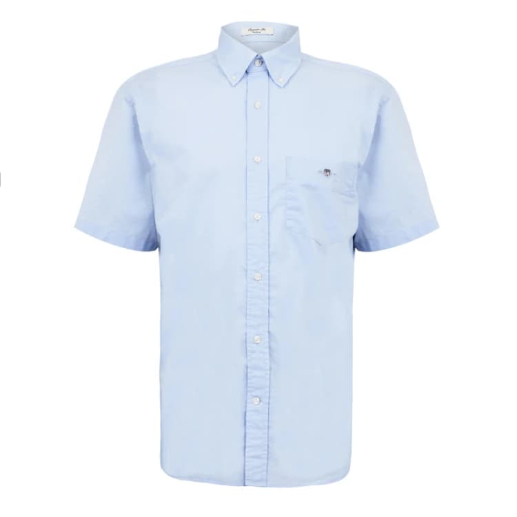 Image of Gant Regular Poplin Short Sleeved Shirt Light Blue S