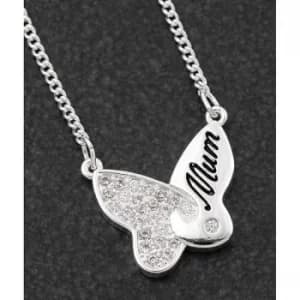 Image of Butterfly Jigsaw Silver Plated Necklace Mum