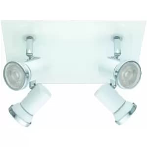 Image of Wall Flush Ceiling Light IP44 Bathroom Colour White Chrome Bulb GU10 4x3.3W Incl