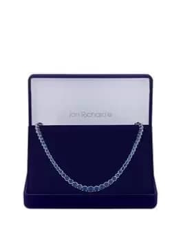 Image of Jon Richard Rhodium Plated Cubic Zirconia Sapphire Tennis Necklace - Gift Boxed, Silver, Women