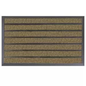 Image of JVL Dirt Stopper Pro Rectangular Scraper 45 x 75cm Entrance Door Mat - Brown/Beige