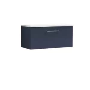 Image of Nuie Arno 800mm Wall Hung 1 Drawer Vanity & Sparkling White Laminate Top Electric Blue
