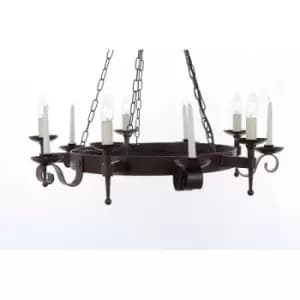 Image of Refectory Aged iron pendant light 5 bulbs 61.2cm