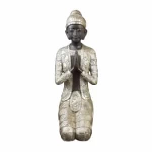 Image of Large Praying Buddha Ornament Black and Silver 58cm