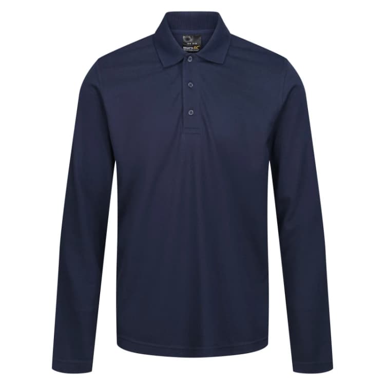 Image of Regatta Professional Mens Long-Sleeved Polo Shirt in Navy Size: XS Navy Male XS