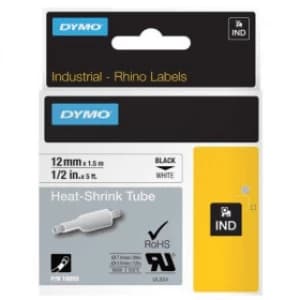 Image of Dymo 18055 Black On White Label Tape 12mm x 1.5m
