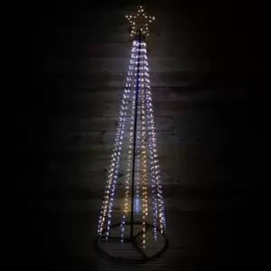 Image of 8ft (2.5m) Premier Christmas Outdoor Black Pin Wire LED Pyramid Maypole Tree in Warm & Cool White Mix