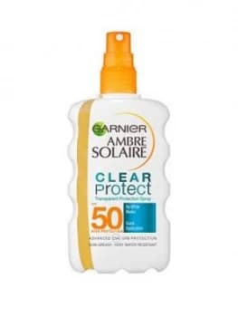Image of Garnier Ambre Solaire Clear Protect Transparent Sun Cream Protection Spray SPF50 200ml One Colour, Women