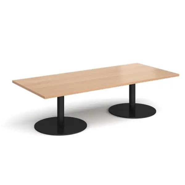Image of Monza Monza rectangular coffee table with flat round Black bases 1800mm x 800mm - beech Beech MCR1800-K-B