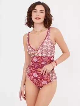 Image of Joe Browns Mexicano Boho Kini -raspberry Multi, Pink, Size 10, Women