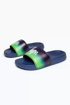 Image of HYPE KIDS UNISEX GREEN LIME FADE SCRIPT SLIDERS