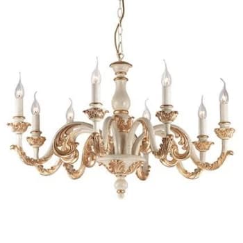 Image of Giglio 8 Light Chandelier Gold, White Finish, E14