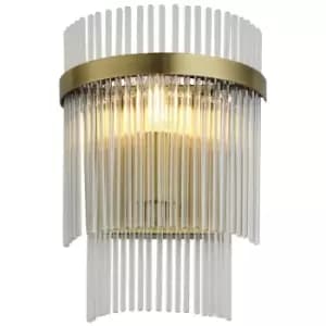 Image of Endon - Marietta Glass Wall Lamp Antique Brass