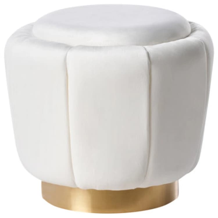 Image of Beliani Pouffe Irving Velvet White