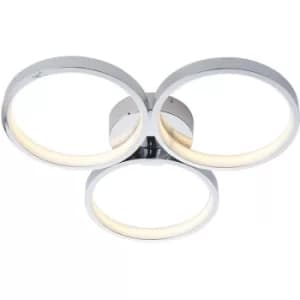 Image of Endon Radius Modern Designer Round LED Semi Flush Ceiling Light Chrome, Warm White, IP44