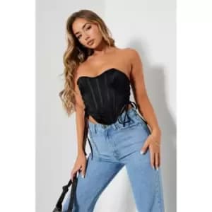 Image of I Saw It First Lace Up Bandeau Corset Top - Black
